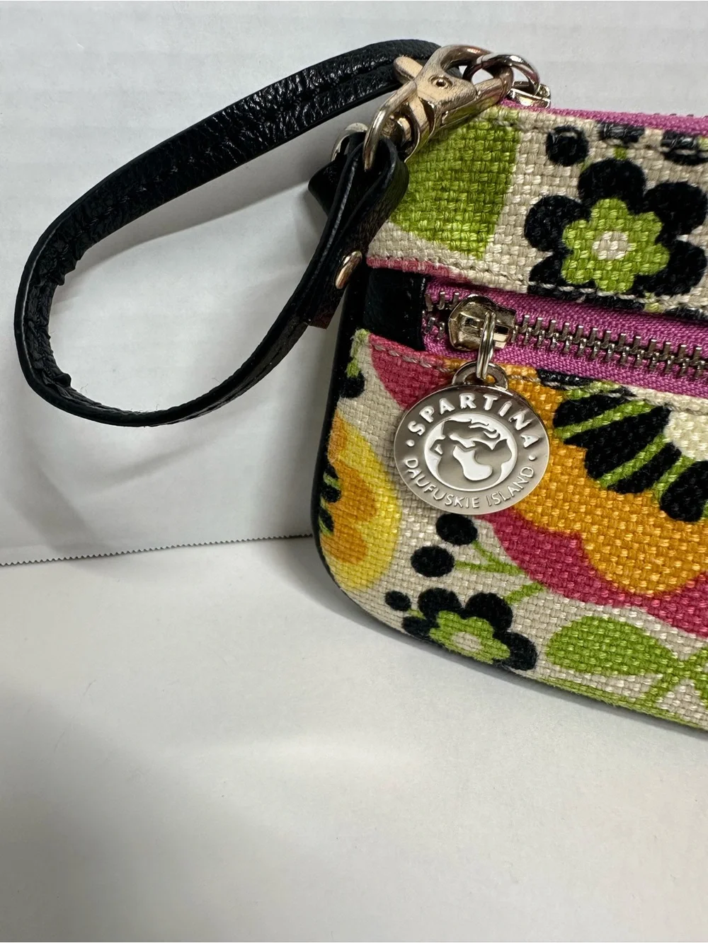 Spartina 449 Floral Canvas Wristlet in Yellow, Pink & Green